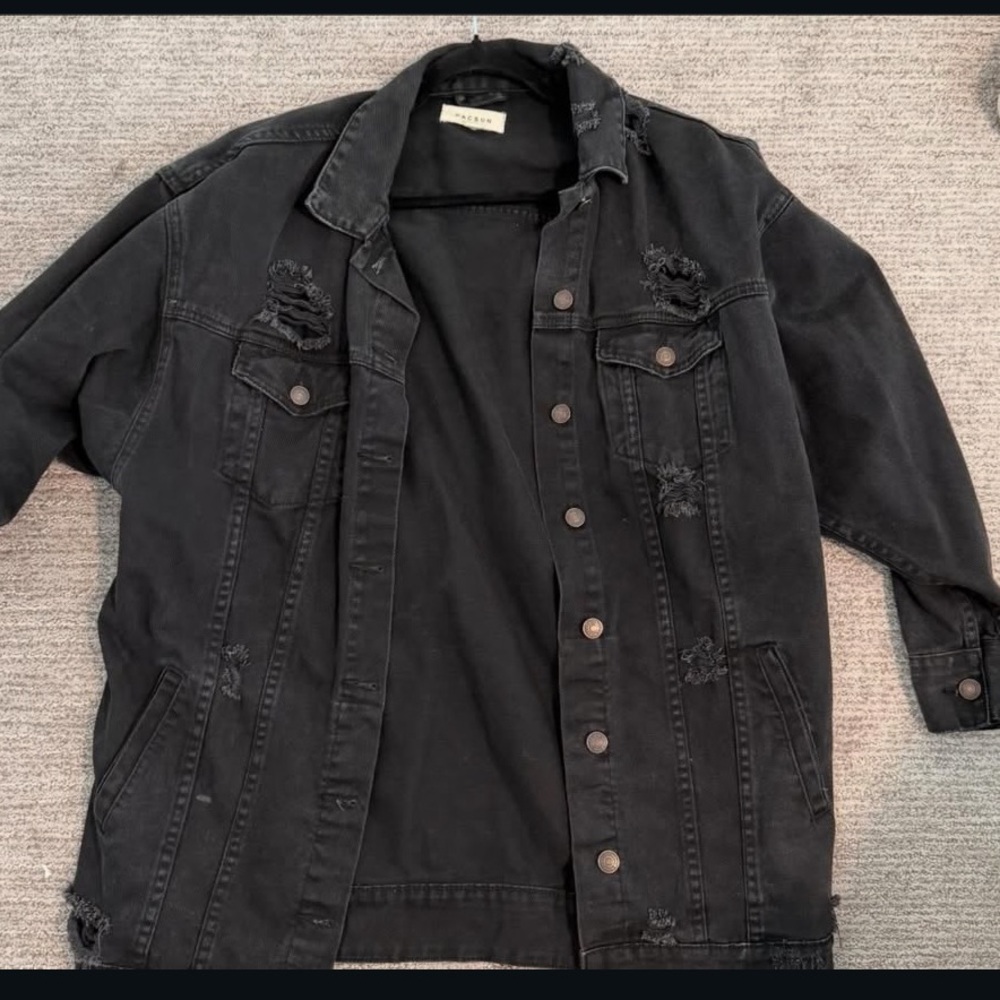 Women’s Black Distressed Denim Jacket